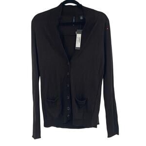 Neiman Marcus Cashmere Silk Button Noble Cardigan Java Brown Women’s Medium NEW